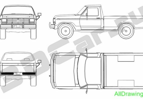 Ford F-100 Pickup (1978) (Форд Ф-100 Пикап (1978)) - чертежи (рисунки) автомобиля